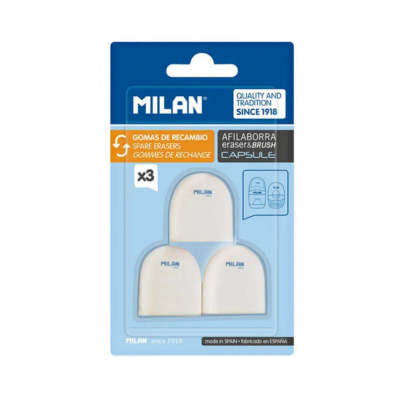 BLISTER 3 GOMAS RECAMBIO PARA AFILABORRAS CAPSULE — Milan