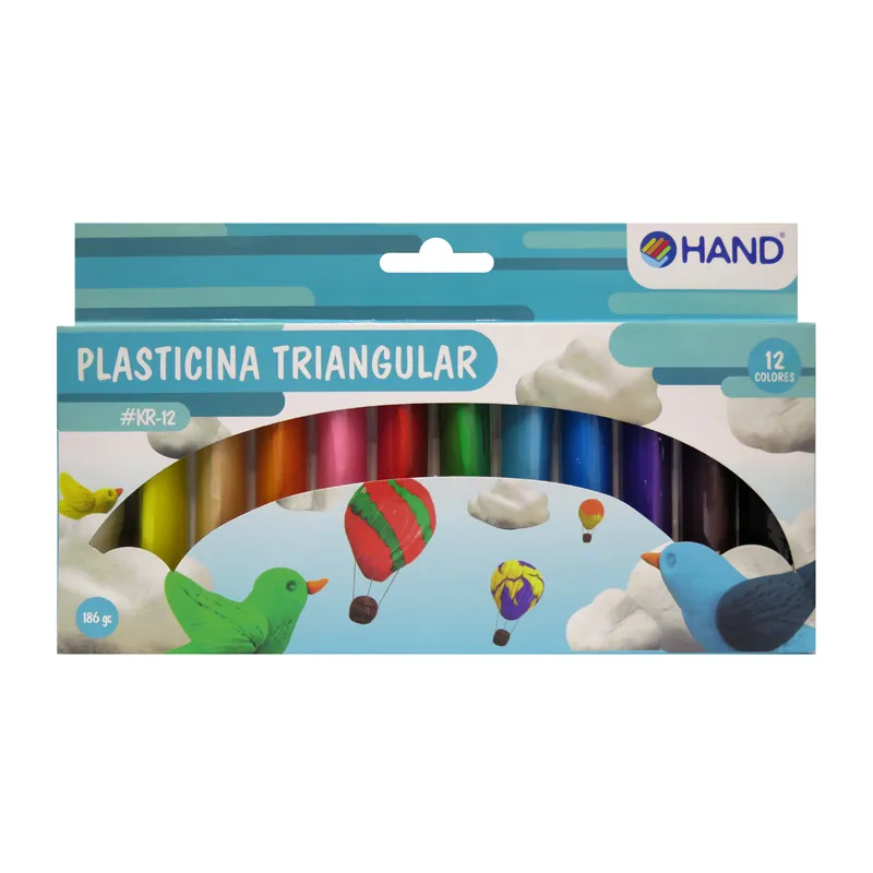 PLASTICINA TRIANGULAR 12 COLORES 186GM HAND — Hand
