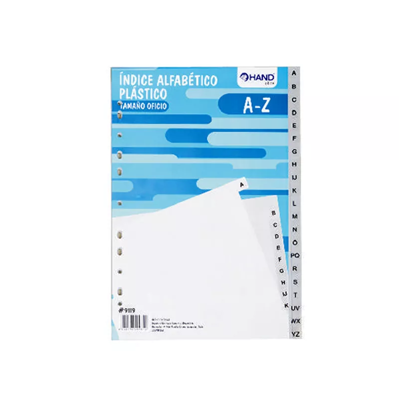 Imagen de INDICE ALFABETICO, PLASTICO COLOR AZUL OFICIO