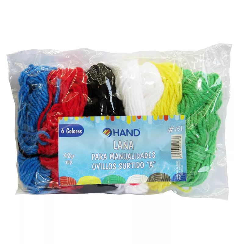 SET 6 OVILLOS "A", COLORES SURTIDOS 42GRS HAND — Hand