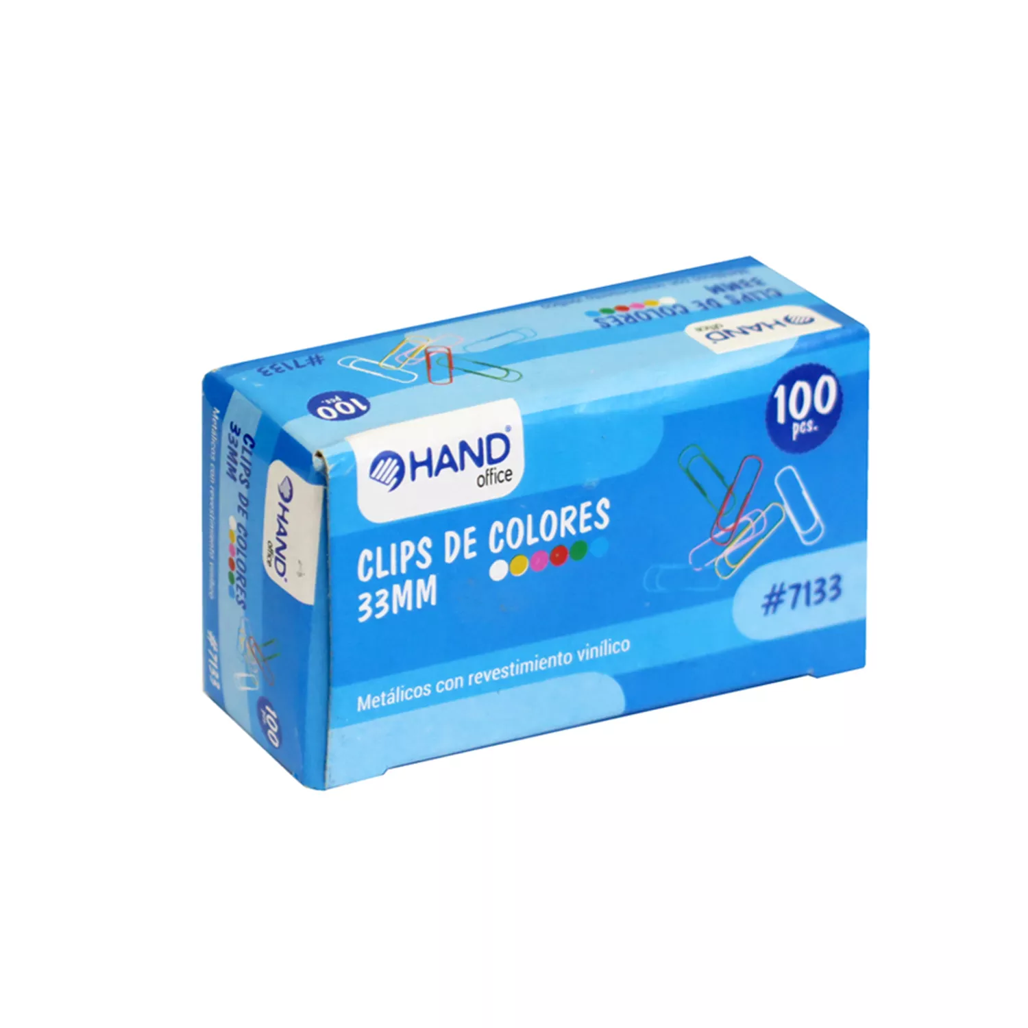 CLIP COLORES PUNTA REDONDA 33MM 100 UNIS HAND — Hand