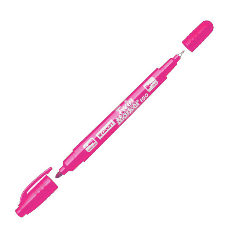 MARCADOR PERMANENTE DOBLE ROSADO LUXOR — Luxor