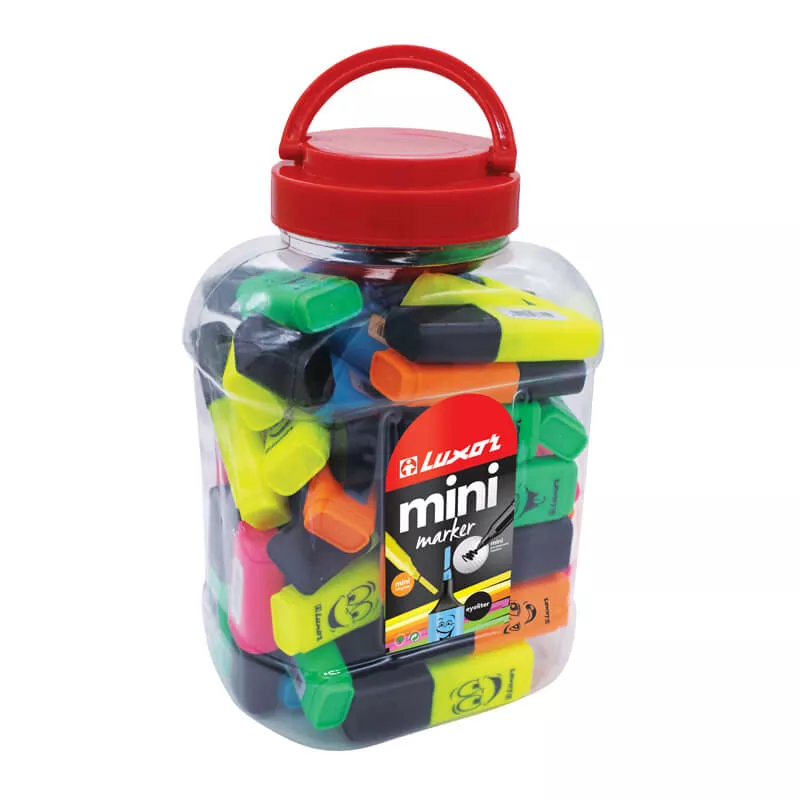 JARRO CON 50 DESTACADOR MINI TEXTMARKER LUXOR — Luxor