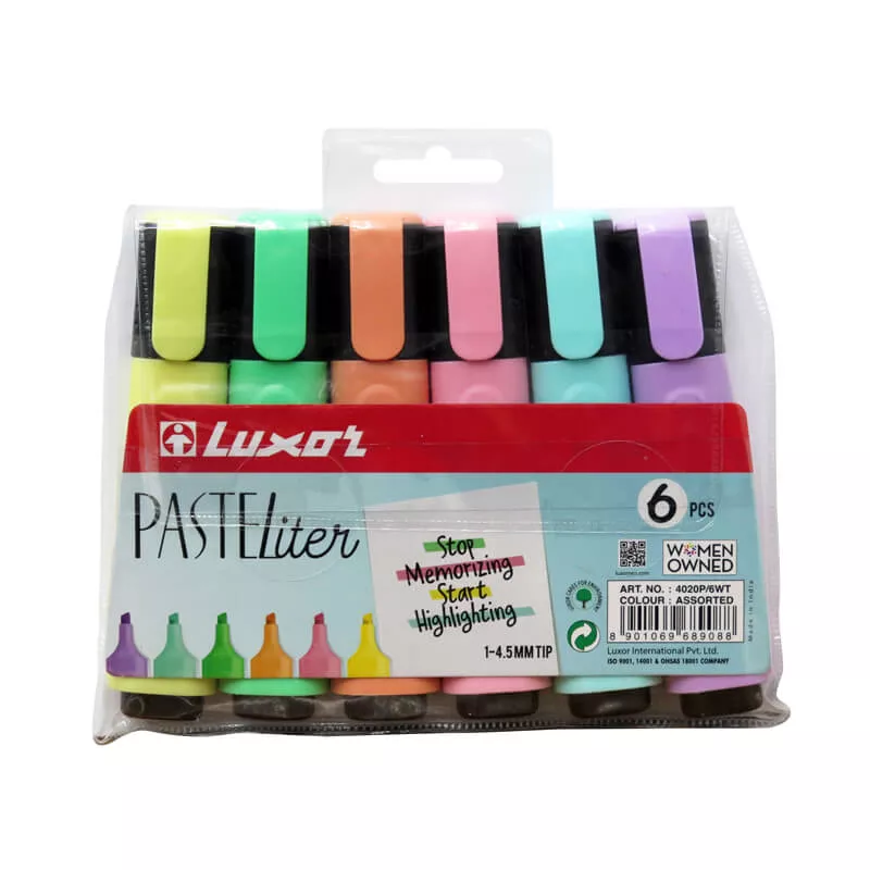 DESTACADOR PASTEL 6 COLORES LUXOR — Luxor