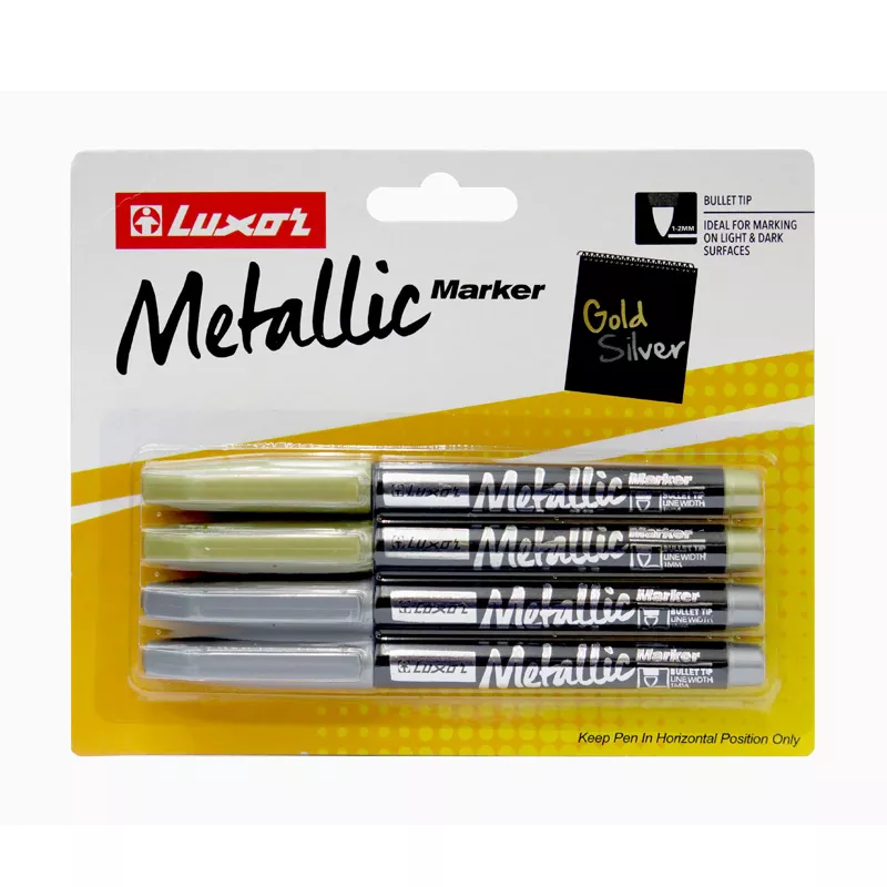 MARCADOR PER 4 UNIDADES COLORES METALICO LUXOR — Luxor
