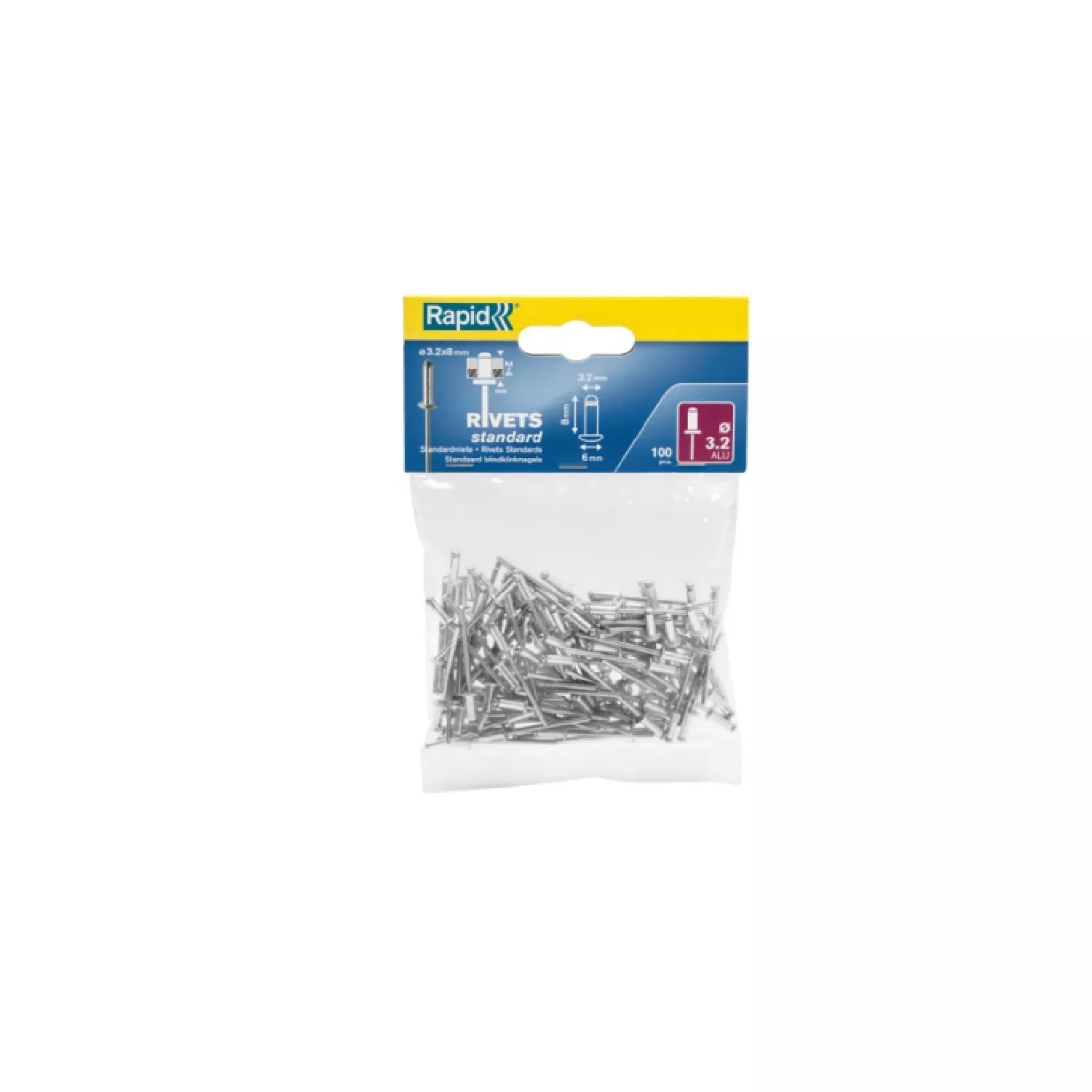 REMACHES ALUMINIO 3, 2X8MM 100UNIS RAPID — Rapid
