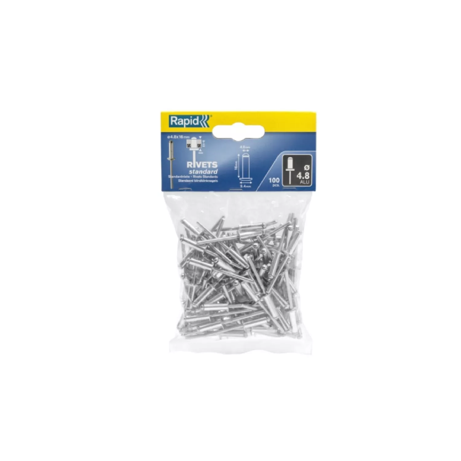 REMACHES ALUMINIO 4, 8X16MM 100UNIS RAPID — Rapid