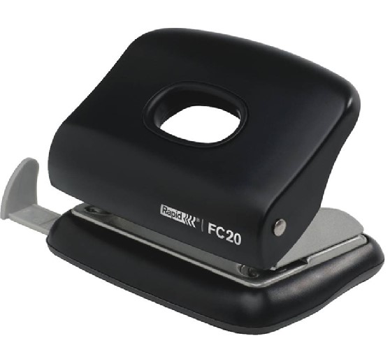 PERFORADOR NEGRO 20 HOJAS PLASTICO RAPID — Genérico