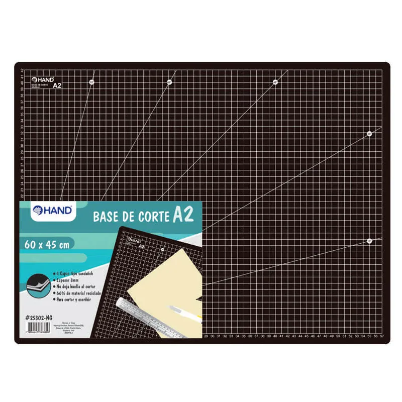 BASE DE CORTE 60X45CM 3MM A2 NEGRO HAND — Hand