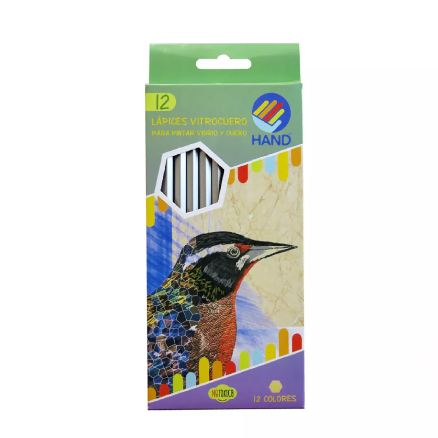 LAPICES 12 COLORES VIDRIO Y CUERO HEXAGONALES HAND — Hand