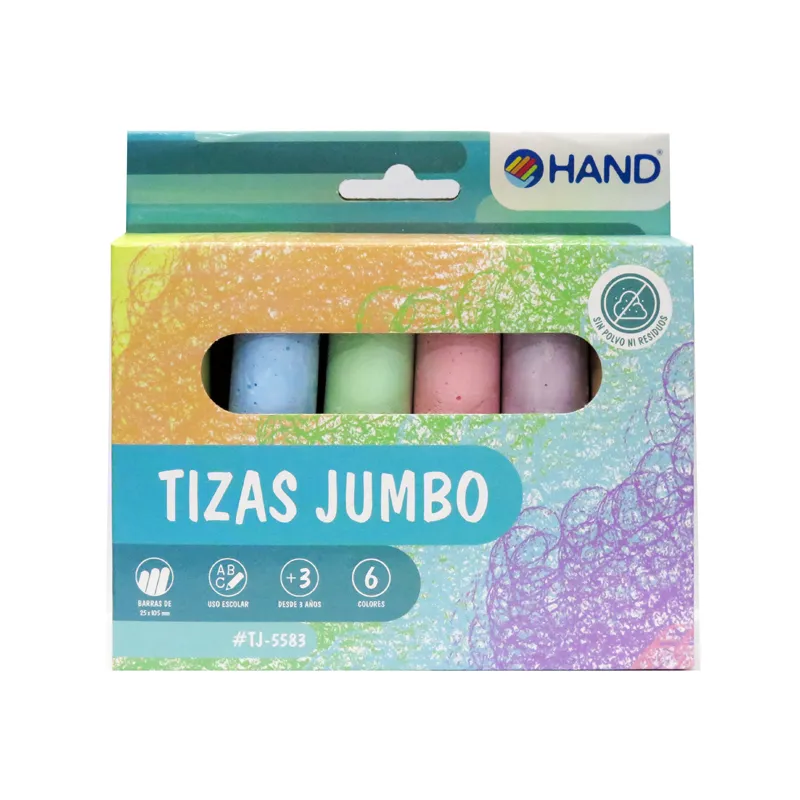 TIZA JUMBO 25X105MM 6 COLOR HAND — Hand