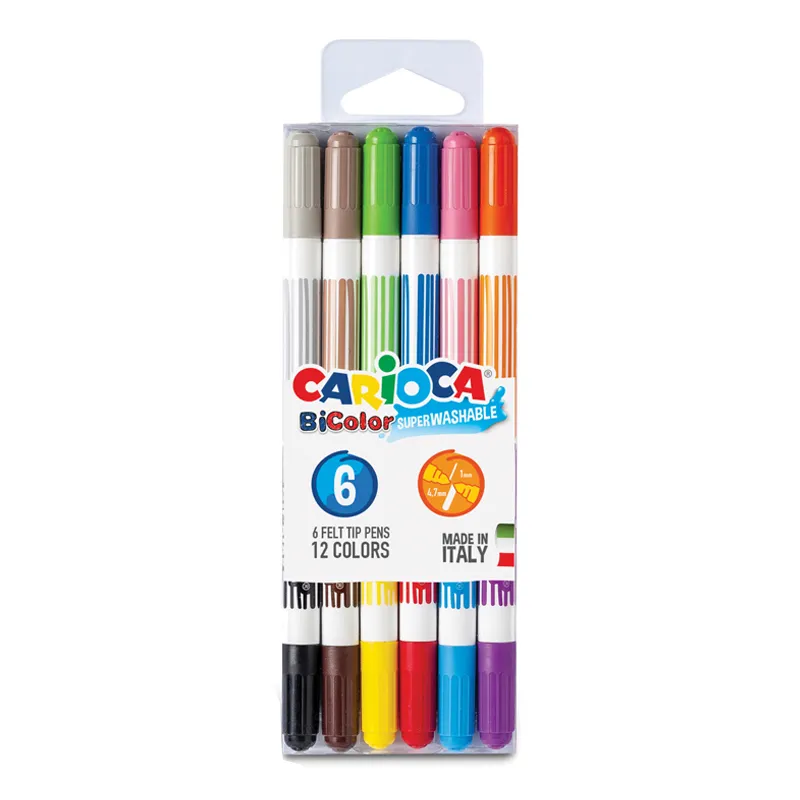 PLUMONES BI-COLOR 6/12 COLORES CARIOCA — Carioca