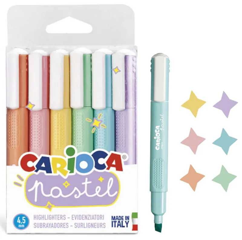 DESTACADORES PASTEL 6 COLORES CARIOCA — Carioca