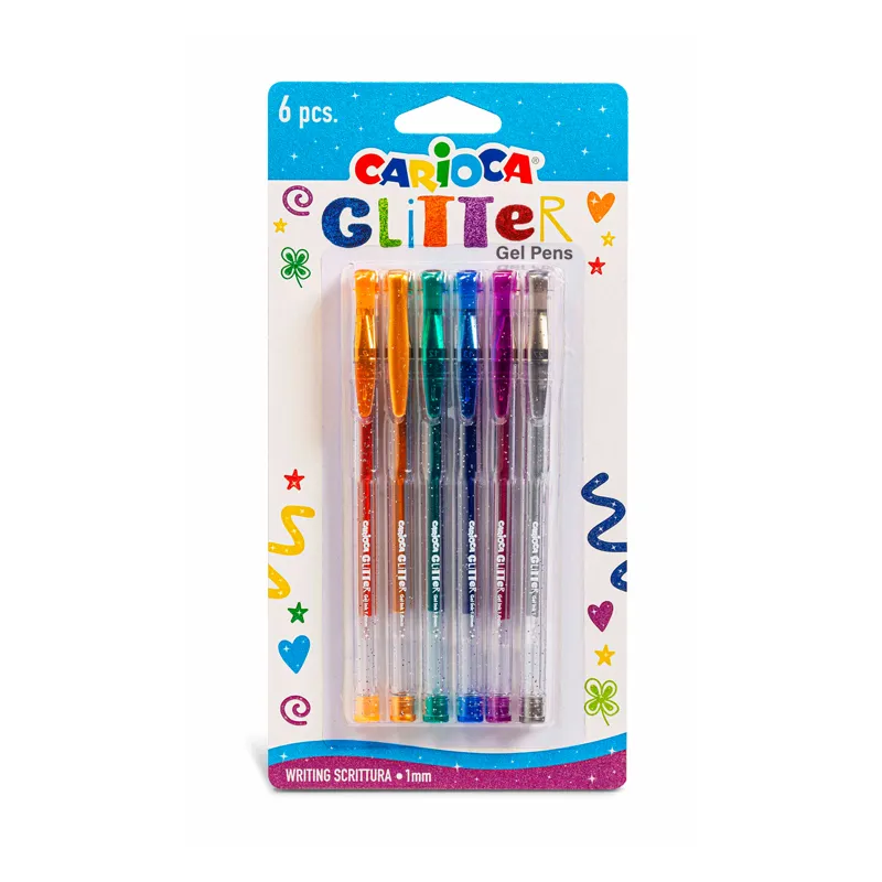 BOLIGRAFOS GEL GLITTER 6 COLORES CARIOCA — Carioca