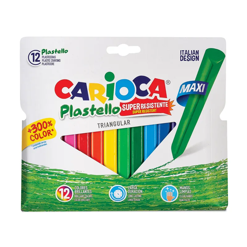 CRAYON PLASTICO JUMBO 12 COLORES CARIOCA — Carioca