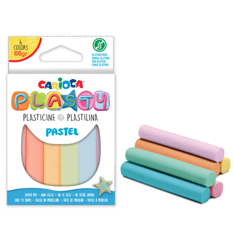 PLASTICINA 100GM 6 COLORES PASTEL CARIOCA — Carioca