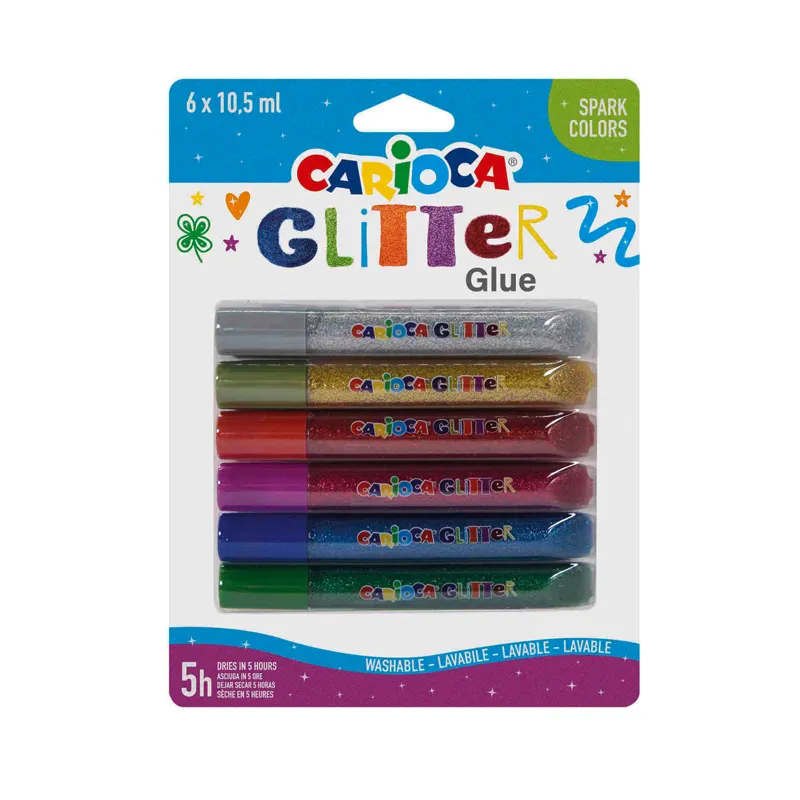COLA GLITTER 10, 5ML 6 COLORES SPARK CARIOCA — Carioca