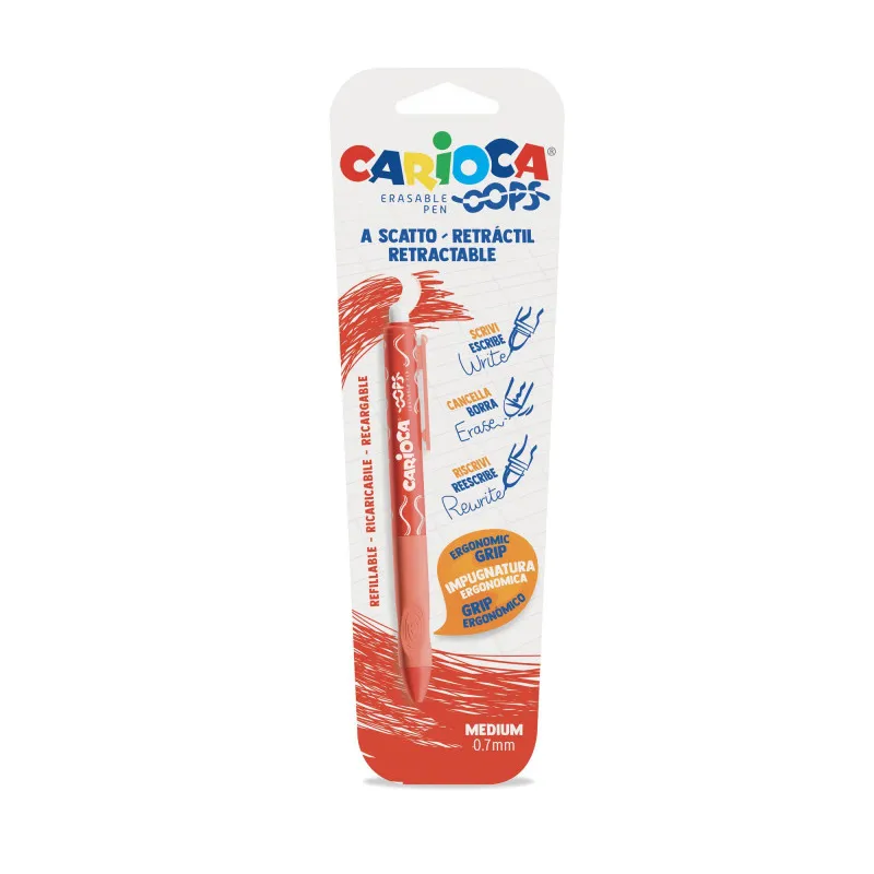 BOLIGRAFO BORRABLE OOPS ROJO BLISTER CARIOCA — Carioca