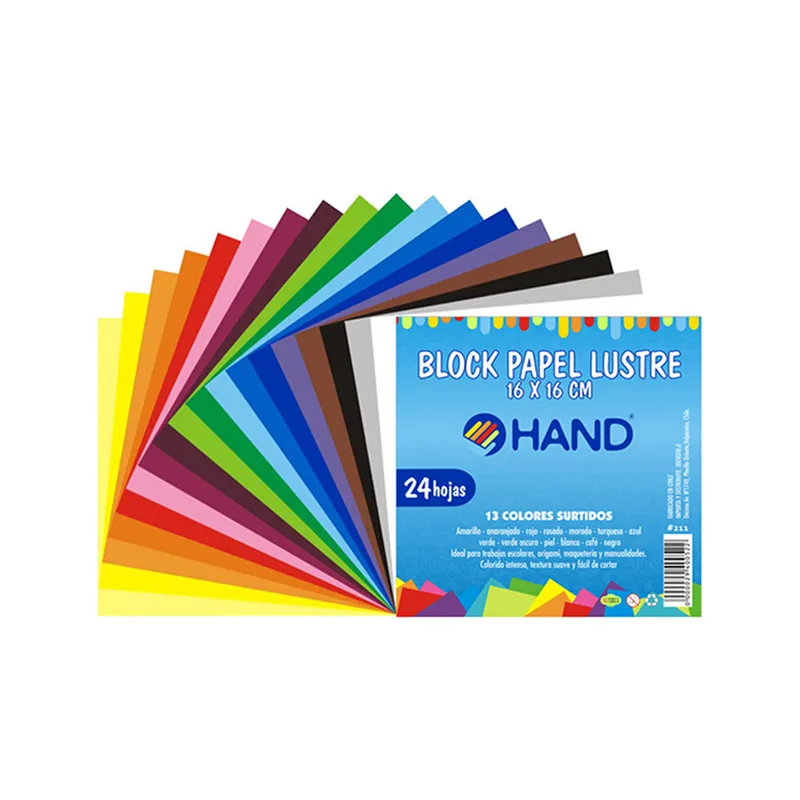 PAPEL LUSTRE 24 HOJAS 16X16CM HAND — Hand