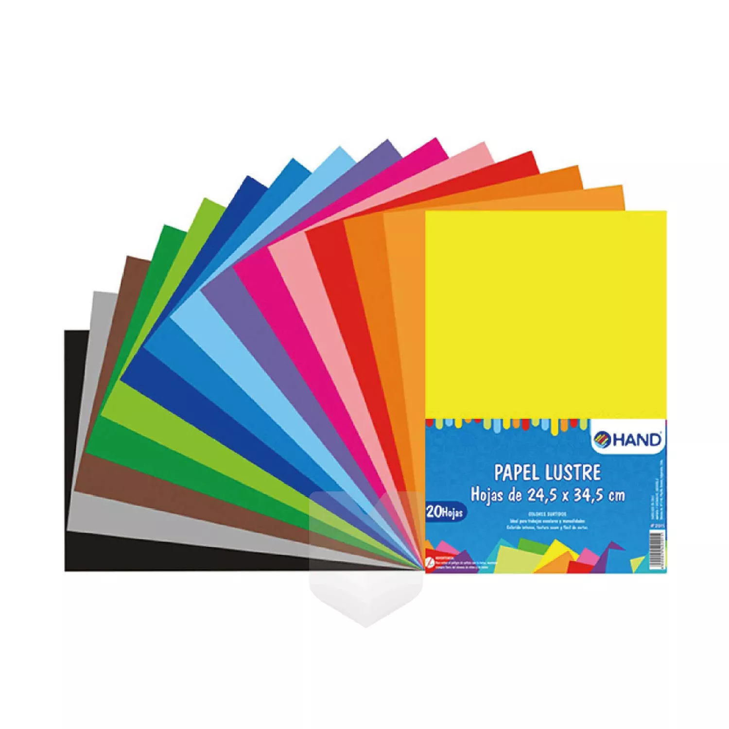 PAPEL LUSTRE 20 HOJAS 25X35CM HAND — Hand