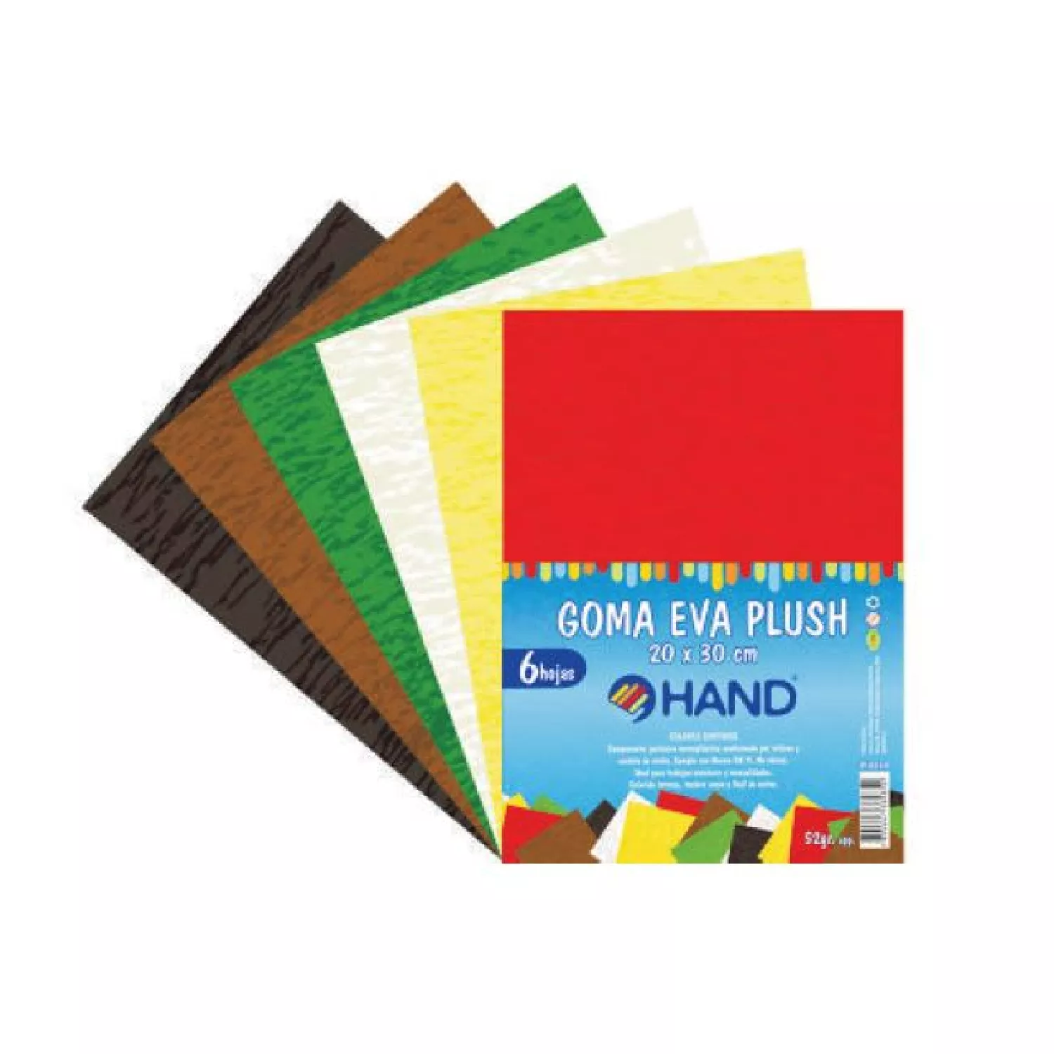 GOMA EVA PLUSH 6 HOJAS 20X30CM HAND — Hand