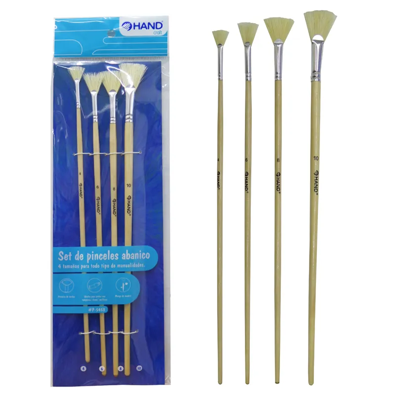 SET 4 PINCELES ABANICO MADERA HAND — Hand