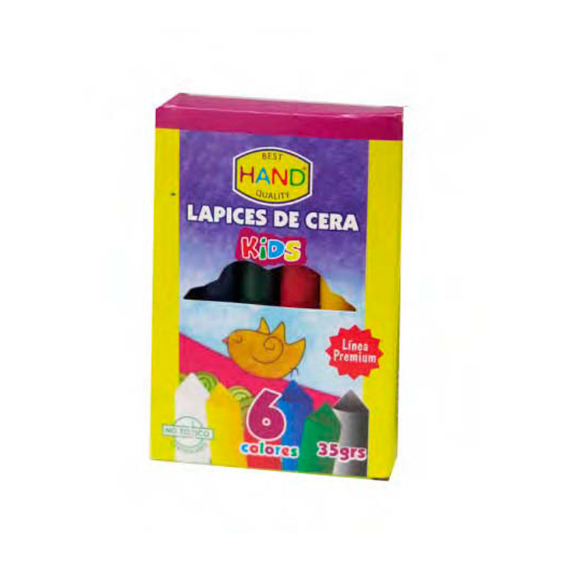 LAPICES DE CERA 6 COLORES, HAND KIDS — Hand