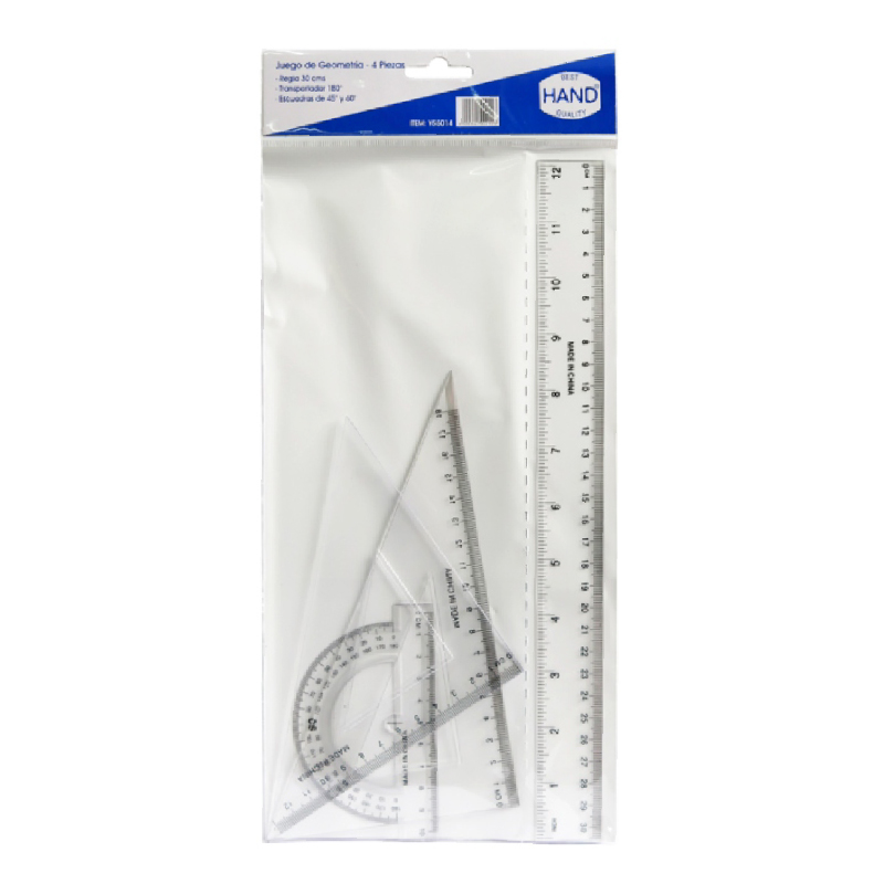 SET GEOMETRIA 1 TRANS 2 ESCUA 1 REGLA 30 CM HAND — Hand