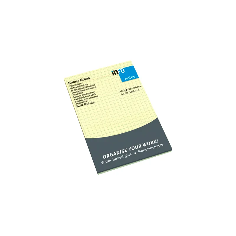 NOTAS ADHESIVAS 100HJ AMARILLO CUADROS 100X150MM INFO NOTES — Info Notes