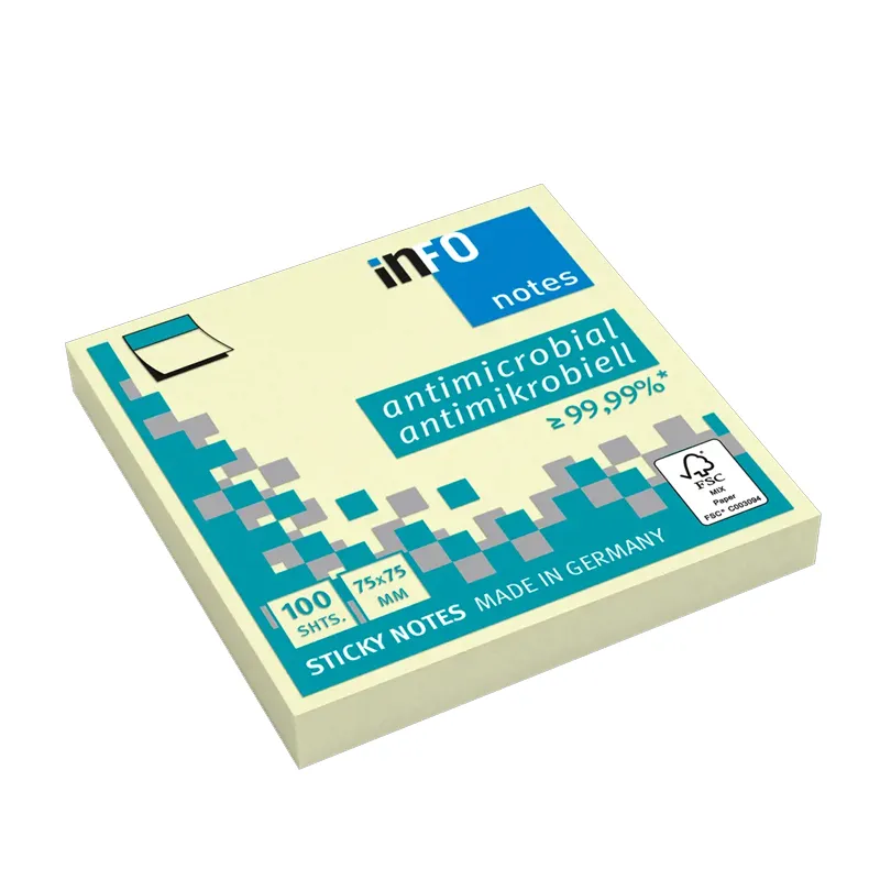 NOTAS ADHESIVAS 100HJ AMARILLO ANTIMIC 75X75MM INFO NOTES — Info Notes