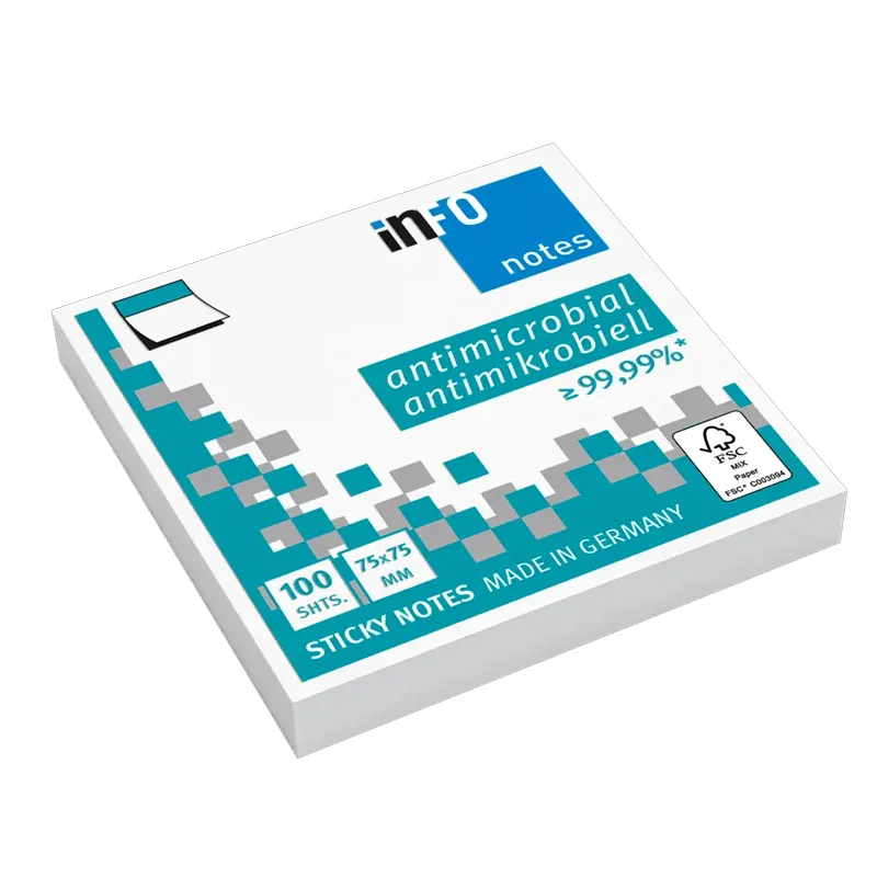 NOTAS ADHESIVAS 100HJ BLANCO ANTIMIC 75X75MM INFO NOTES — Info Notes