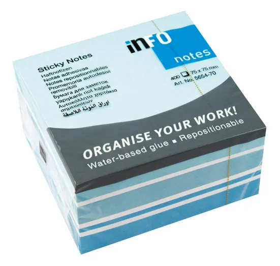 NOTAS ADHESIVAS 400HJ CELESTES 75X75MM INFO NOTES — Info Notes