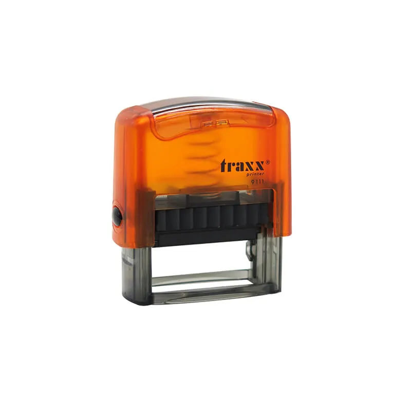 SELLO AUTOM TEXTO 38X14MM TRAS-NA NEGRA TRAXX — Traxx