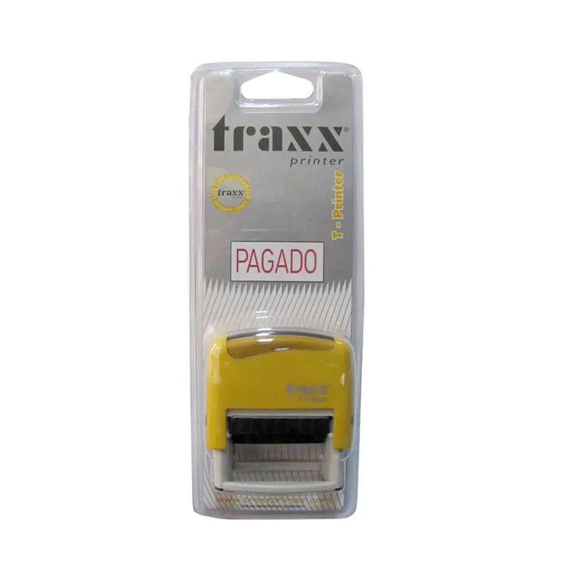 SELLO AUTOM 38X14MM ROJA PAGADO TRAXX — Traxx