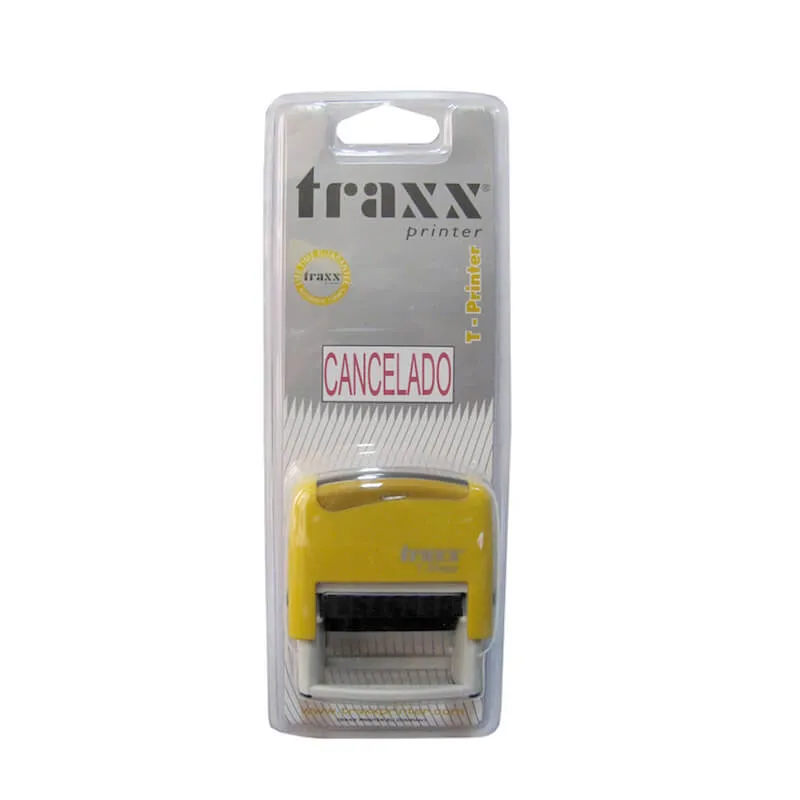 SELLO AUTOM 38X14MM ROJA CANCELADO TRAXX — Traxx