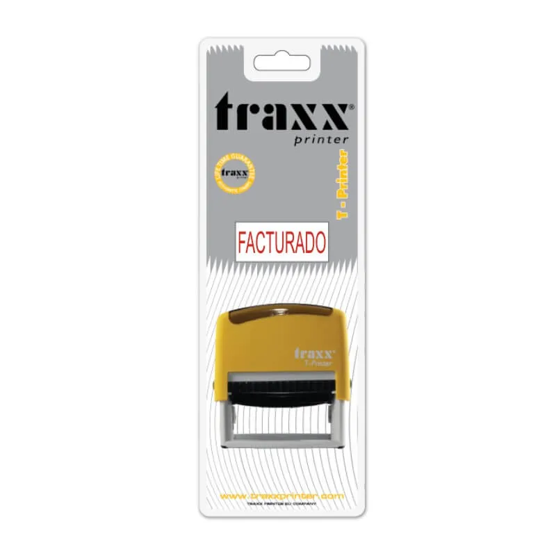 SELLO AUTOMATICO 38X14MM ROJA FACTURADO TRAXX — Traxx