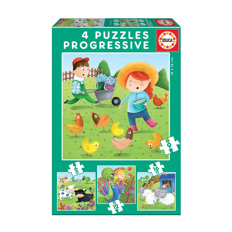 PUZZLE INF 6+9+12+16 PCS 3+ ANIMALES DE LA GRANJA — Educa Borras