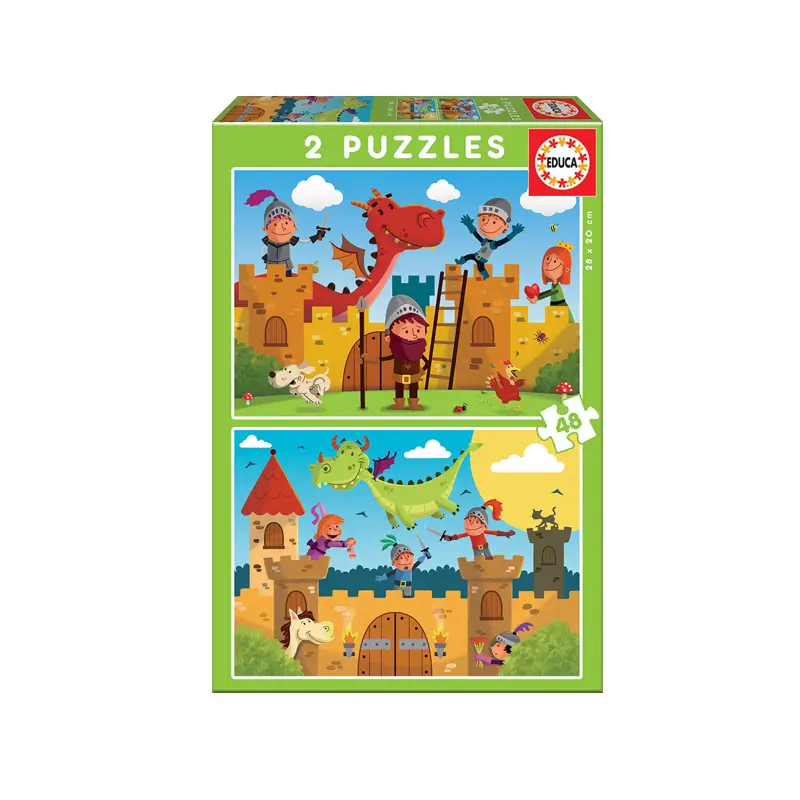 PUZZLE 2X48 PCS, DRAGONES Y CABALLEROS — Educa Borras